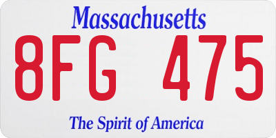 MA license plate 8FG475