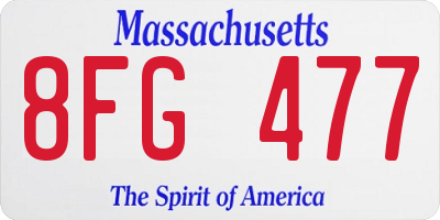 MA license plate 8FG477