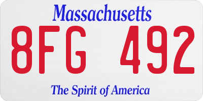 MA license plate 8FG492