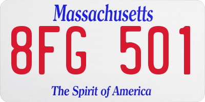 MA license plate 8FG501