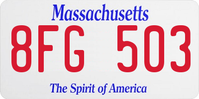 MA license plate 8FG503