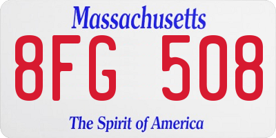 MA license plate 8FG508