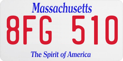 MA license plate 8FG510