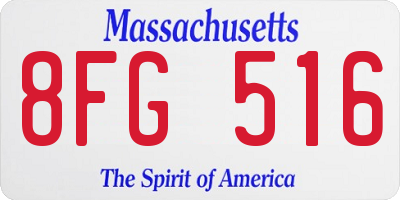 MA license plate 8FG516