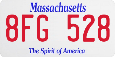 MA license plate 8FG528