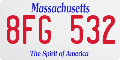 MA license plate 8FG532