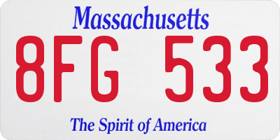 MA license plate 8FG533