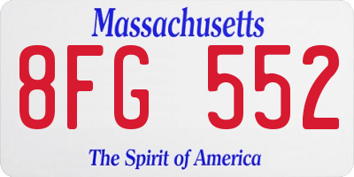 MA license plate 8FG552