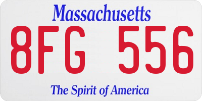 MA license plate 8FG556