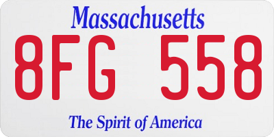 MA license plate 8FG558
