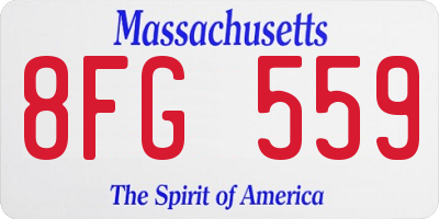 MA license plate 8FG559