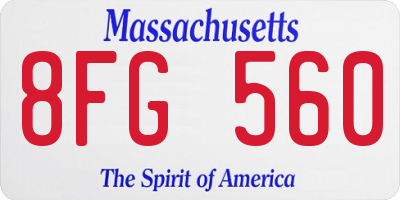 MA license plate 8FG560