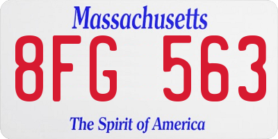 MA license plate 8FG563