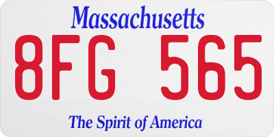 MA license plate 8FG565