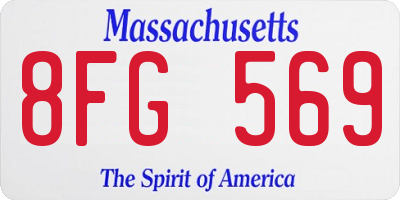 MA license plate 8FG569