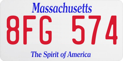 MA license plate 8FG574