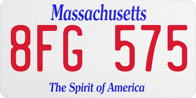 MA license plate 8FG575