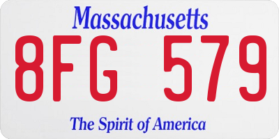 MA license plate 8FG579