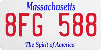 MA license plate 8FG588