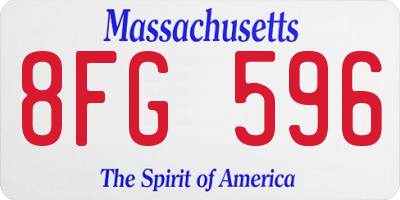 MA license plate 8FG596