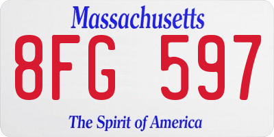 MA license plate 8FG597
