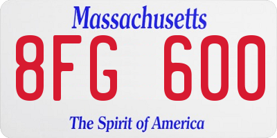 MA license plate 8FG600
