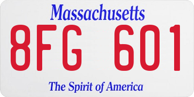 MA license plate 8FG601