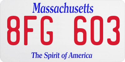 MA license plate 8FG603