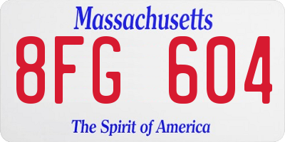 MA license plate 8FG604