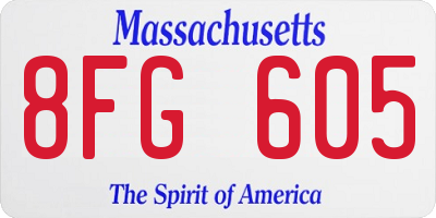 MA license plate 8FG605