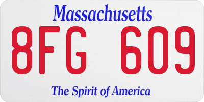 MA license plate 8FG609
