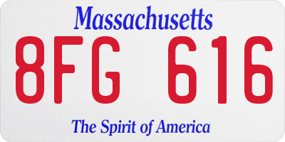 MA license plate 8FG616