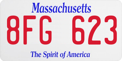 MA license plate 8FG623