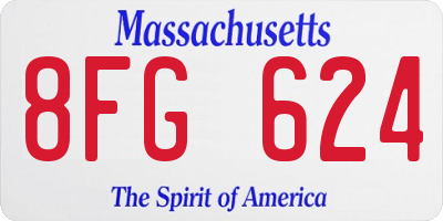 MA license plate 8FG624