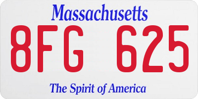 MA license plate 8FG625