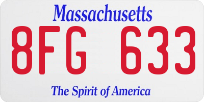 MA license plate 8FG633