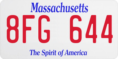 MA license plate 8FG644
