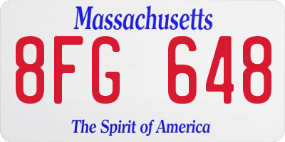 MA license plate 8FG648