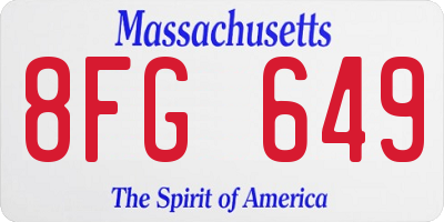 MA license plate 8FG649