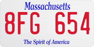 MA license plate 8FG654
