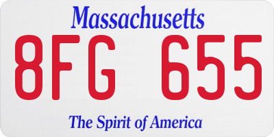 MA license plate 8FG655