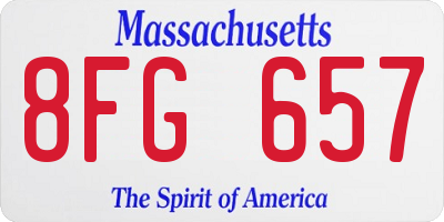 MA license plate 8FG657