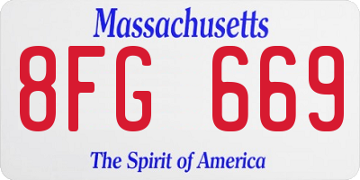 MA license plate 8FG669