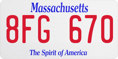 MA license plate 8FG670