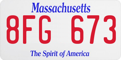 MA license plate 8FG673