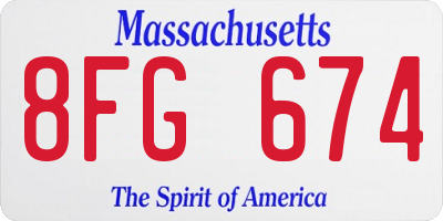 MA license plate 8FG674