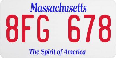 MA license plate 8FG678