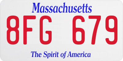 MA license plate 8FG679