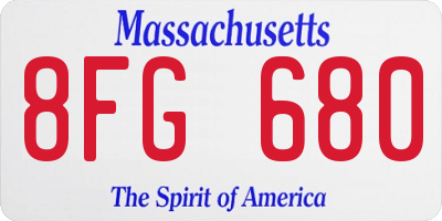 MA license plate 8FG680