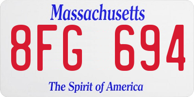 MA license plate 8FG694